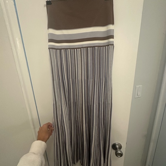 Faithfull the Brand Striped A-Line Skirt - Blue, White, Brown - Picture 6 of 7